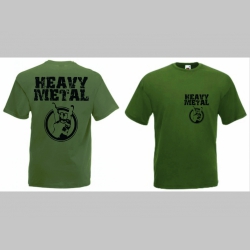 Heavy Metal olivové  pánske tričko s čiernym obojstranným logom 100 %bavlna , značka Fruit of The Loom